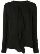Elie Tahari Pernilla Ruffle Front Blouse - Black