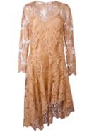Zimmermann - Asymmetric Lace Dress - Women - Cotton/polyamide - 2, Nude/neutrals, Cotton/polyamide
