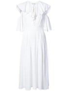 Prabal Gurung Ruffled Neck Cold Shoulder Dress - White