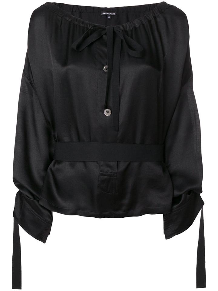 Ann Demeulemeester Blanche Belted Blouse - Black