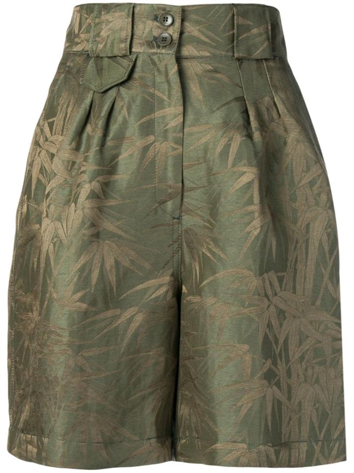 Etro High Waisted Foliage Print Shorts - Green