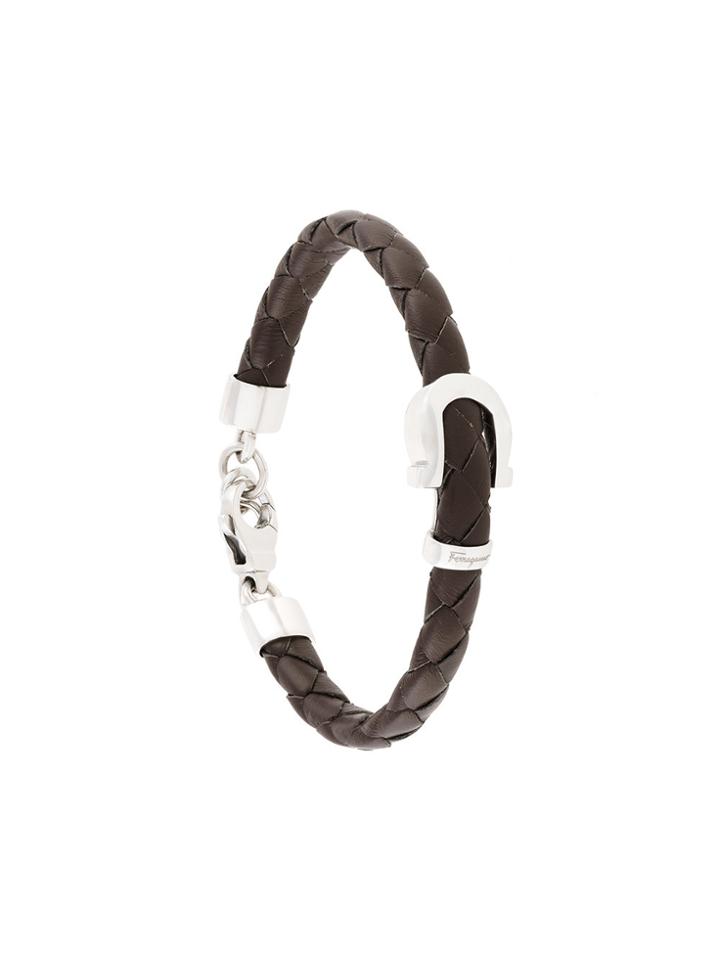 Salvatore Ferragamo Woven Gancio Bracelet - Brown