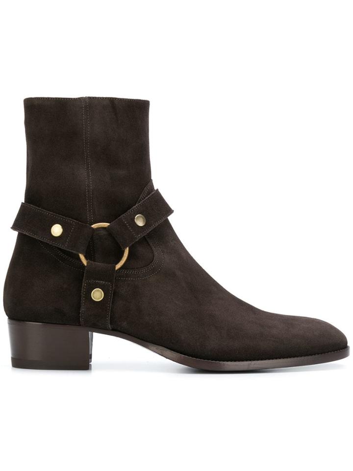 Saint Laurent Wyatt Harness Boots - Brown