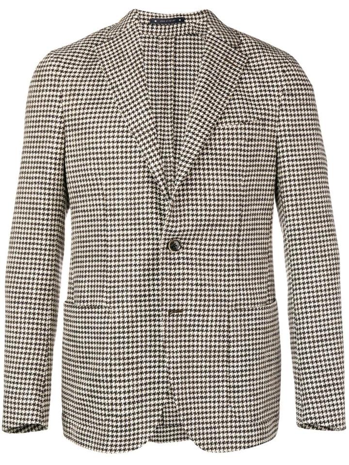Bagnoli Sartoria Napoli Single-breasted Houndstooth Blazer - Neutrals