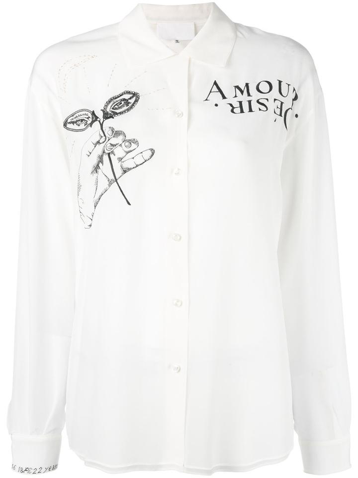 Maison Margiela - Pointed Collar Shirt - Women - Silk/polyester/ceramic - 44, White, Silk/polyester/ceramic