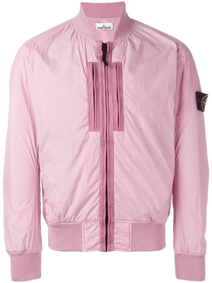 Stone Island Pocket Detail Bomber Jacket, Size: Xl, Pink/purple, Polyamide/polyurethane Resin/cotton
