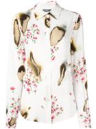 Moschino Burned Effect Floral Shirt, Women's, Size: 44, White, Rayon