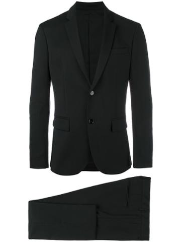 Paolo Pecora Tailored Formal Suit, Men's, Size: 46, Black, Polyester/spandex/elastane/virgin Wool