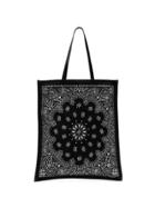 Saint Laurent Black Bandana Print Leather Trim Cotton Tote Bag