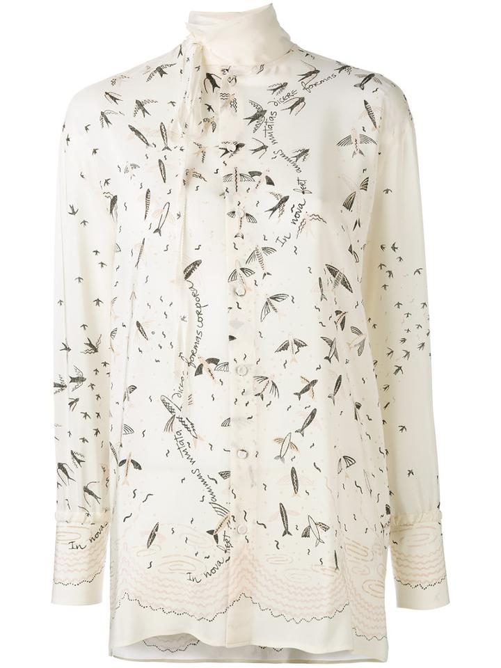 Valentino - Swallow Metamorphosis Blouse - Women - Silk - 42, White, Silk