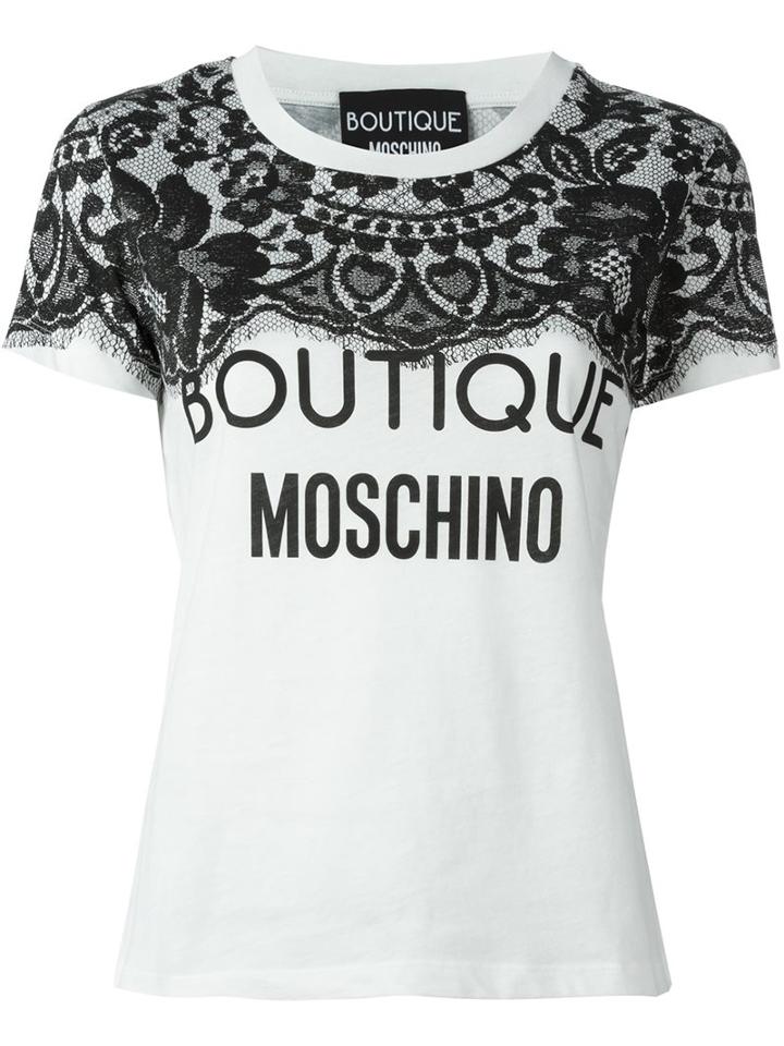 Boutique Moschino Logo Print T-shirt, Women's, Size: 42, White, Cotton