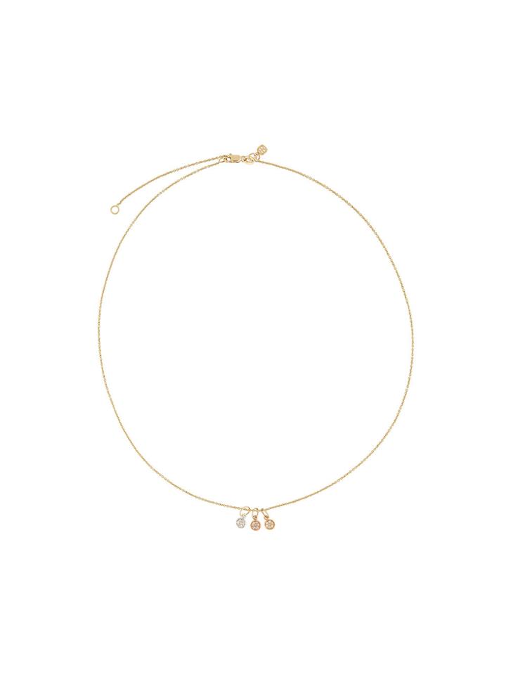 Sydney Evan 14kt Gold Mini Trio Disc Diamond Necklace - Metallic