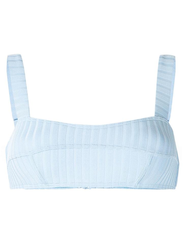 Peony Panelled Bikini Top - Blue