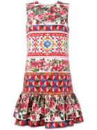 Dolce & Gabbana Mambo Print Peplum Dress, Women's, Size: 36, Cotton/spandex/elastane