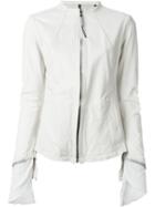 Isaac Sellam Experience Zip Jacket, Women's, Size: Large, White, Calf Leather/linen/flax