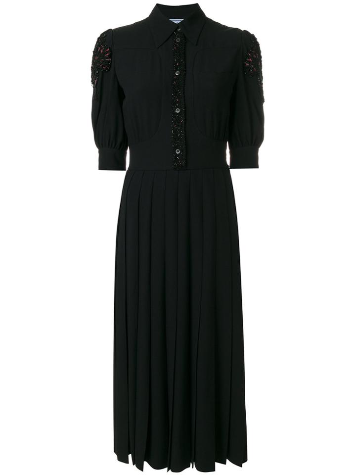 Prada Pleated Shirt Dress - Black