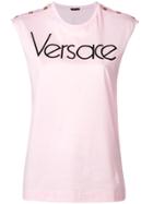 Versace Logo Printed Sleeveless Top - Pink & Purple