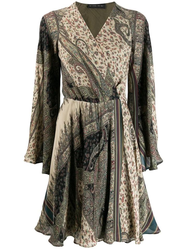 Etro Long-sleeve Mini Dress - Neutrals