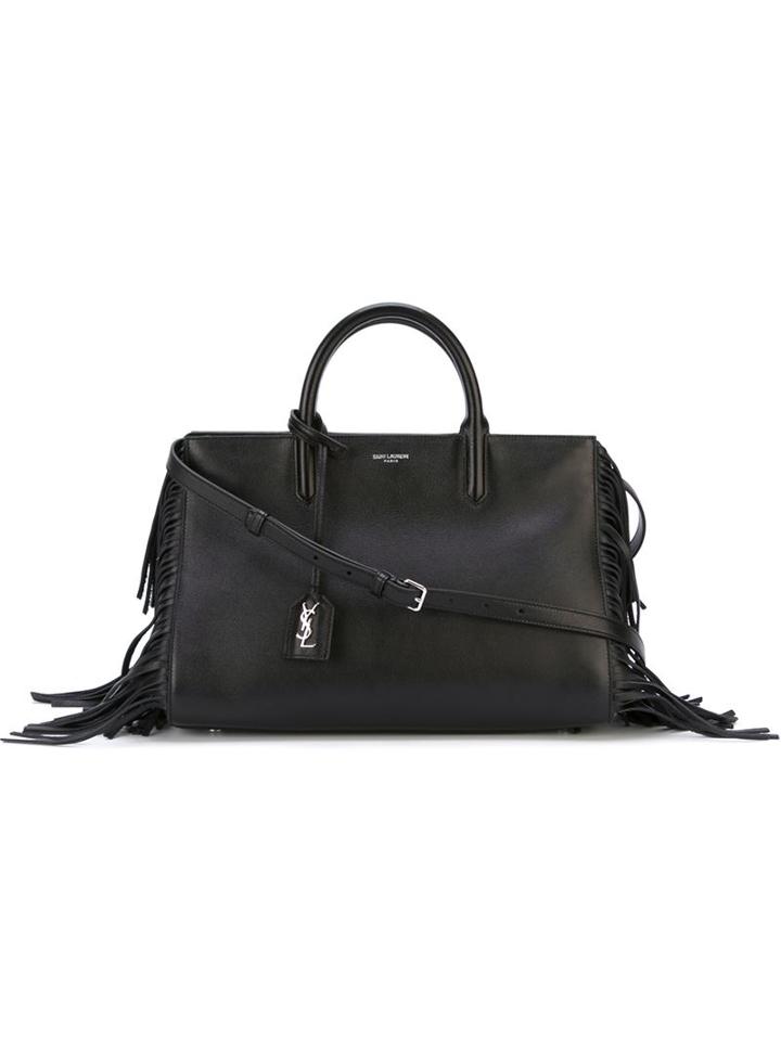 Saint Laurent Small Rive Gauche Tote, Women's, Black, Leather