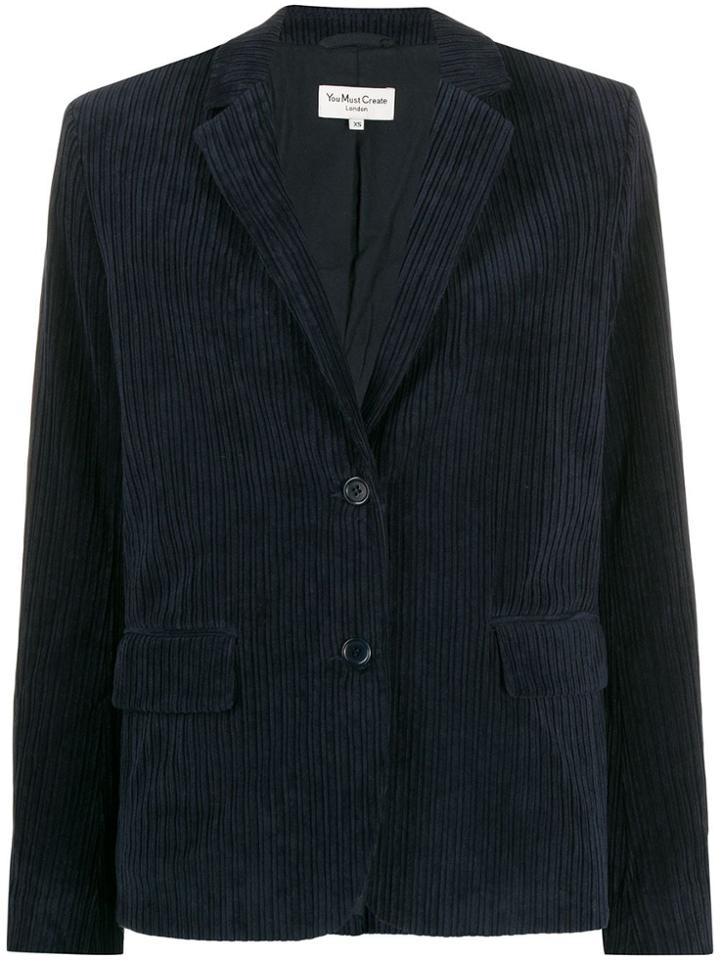 Ymc Ribbed Single-breasted Blazer - Blue