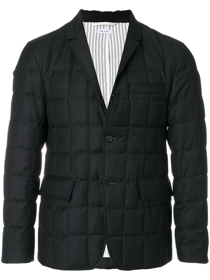 Thom Browne Downfilled Classic Single Breasted Sport Coat In Dark Grey