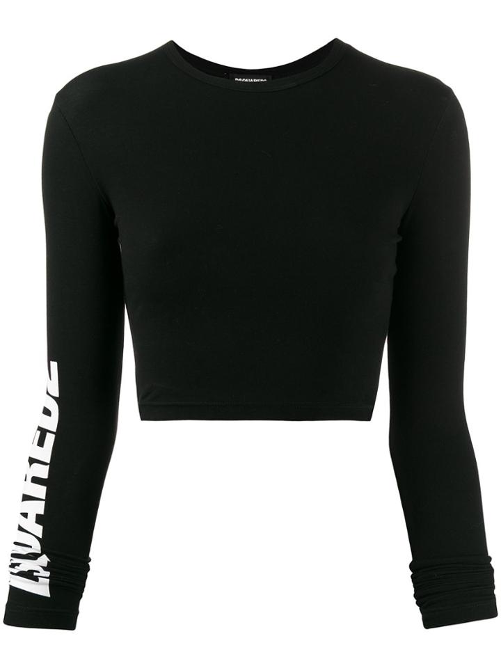 Dsquared2 Logo Print Crop Top - Black