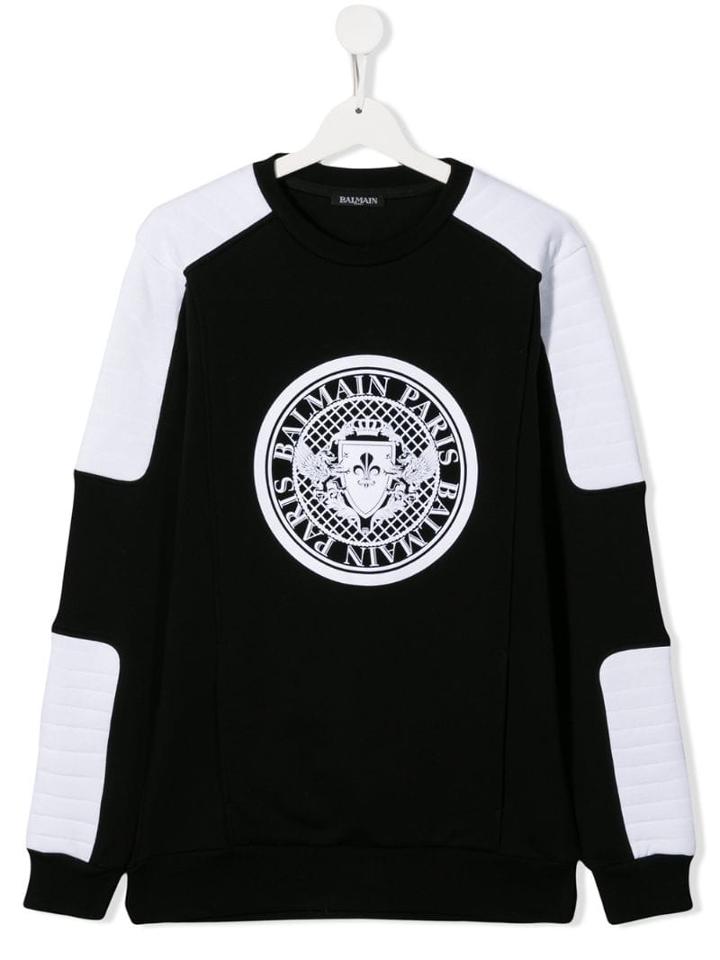 Balmain Kids Teen Two-tone Logo Sweatshirt - Black