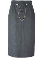Louis Feraud Vintage Chain Detail Skirt - Grey