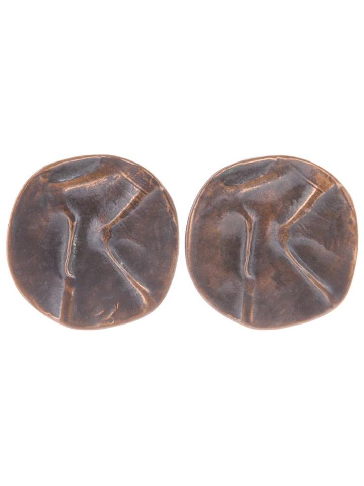 Yves Saint Laurent Vintage 90 S Hammered Earrings, Women's, Metallic