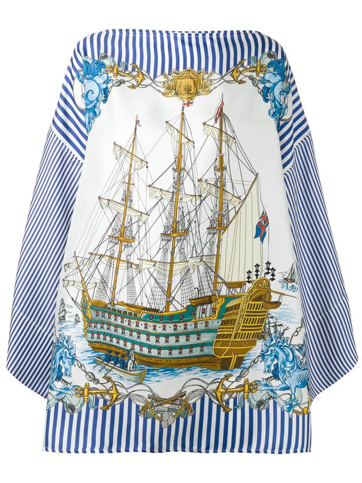 P.a.r.o.s.h. - Ship Print Top - Women - Silk - Xs, Blue, Silk