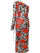 Dvf Diane Von Furstenberg Floral One Shoulder Dress - Red