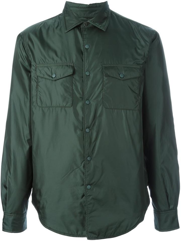 Aspesi Chest Pockets Shirt, Men's, Size: Large, Green, Polyamide/polyester