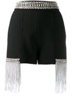 Elisabetta Franchi Rhinestone-embellished Fringed Shorts - Black
