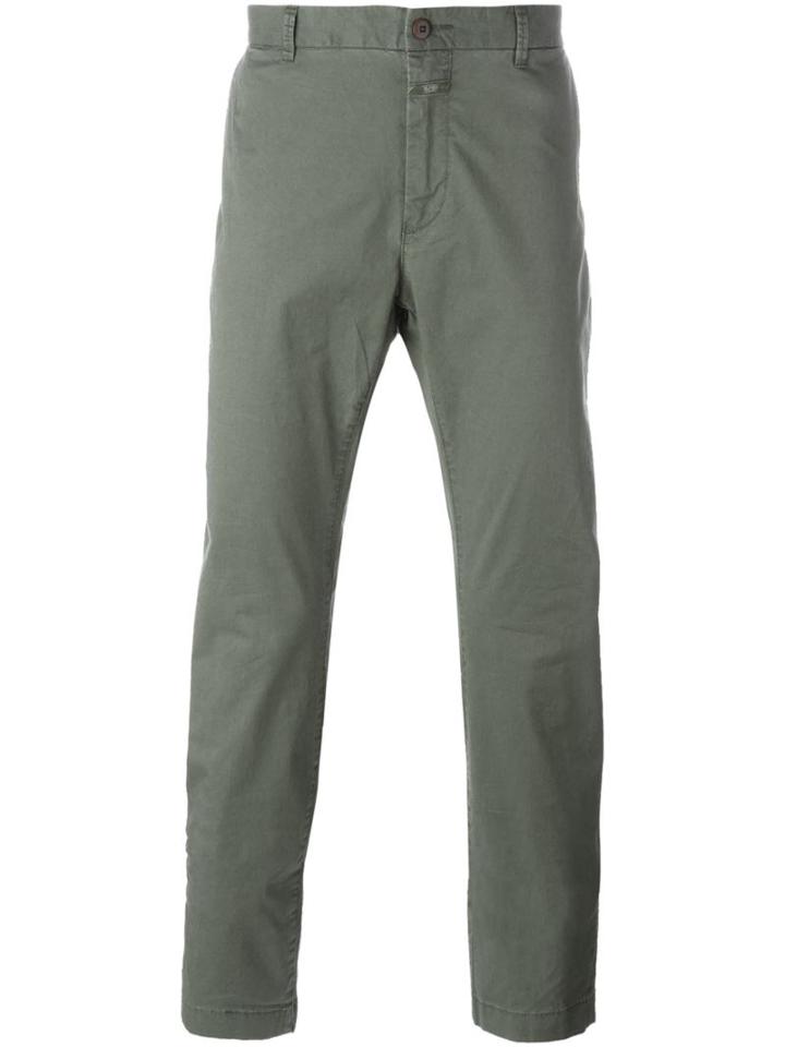 Closed Slim Fit Chinos, Men's, Size: 28, Green, Cotton/spandex/elastane