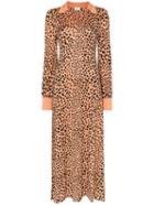 Rixo Piper Leopard-print Midi Dress - Brown