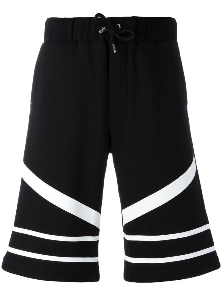 Les Hommes Urban Striped Bermuda Shorts, Men's, Size: Large, Black, Cotton