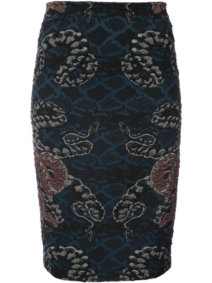 Yigal Azrouel - Woven Serpent Jacquard Skirt - Women - Polyamide/polyester/cupro - 8, Blue, Polyamide/polyester/cupro