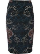 Yigal Azrouel - Woven Serpent Jacquard Skirt - Women - Polyamide/polyester/cupro - 8, Blue, Polyamide/polyester/cupro