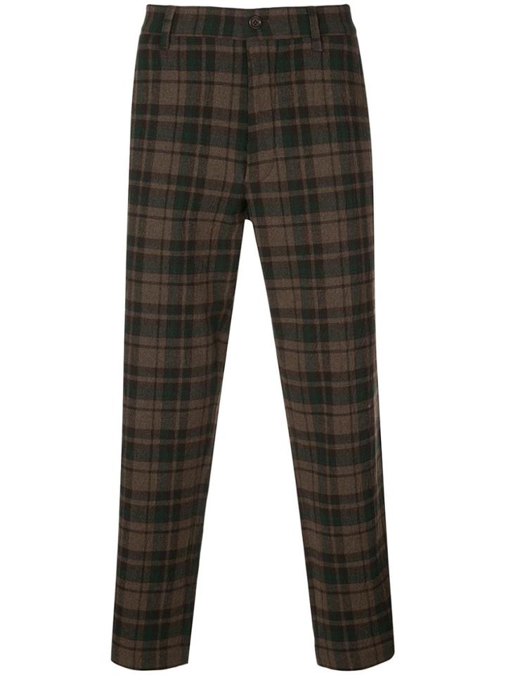 Ymc Hand Me Down Checked Trousers - Brown