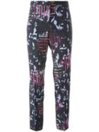 Versace Abstract Print Trousers, Women's, Size: 44, Blue, Viscose/rayon/spandex/elastane