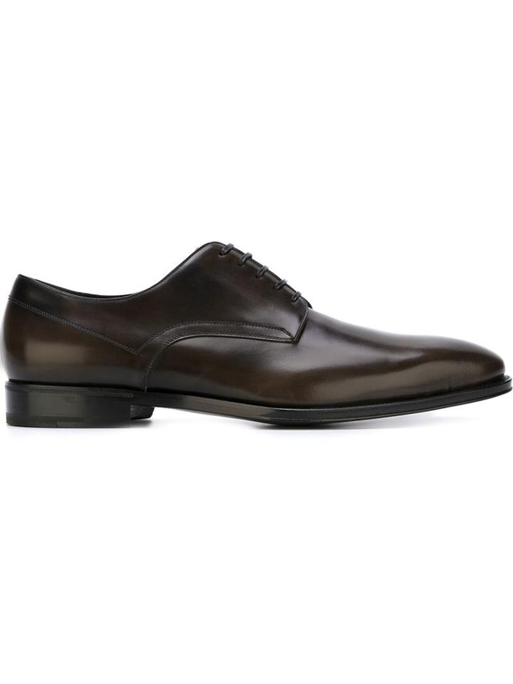 Salvatore Ferragamo Larciano Derby Shoes, Men's, Size: 7, Brown, Leather/calf Leather