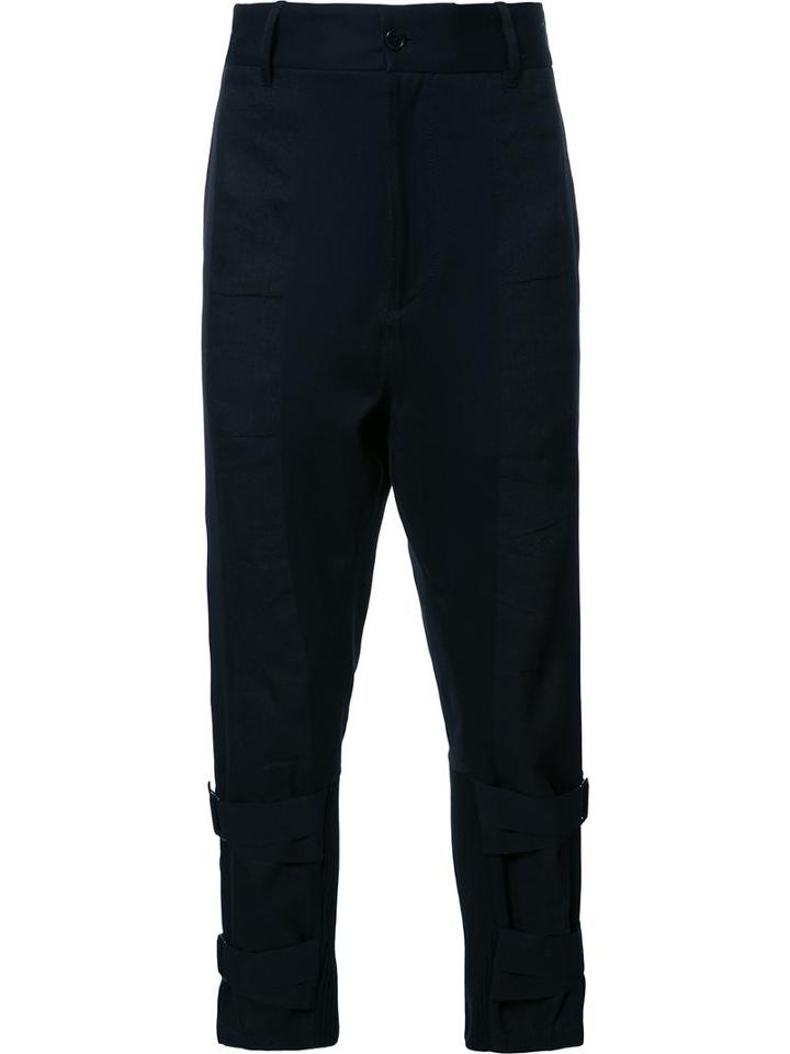 Ann Demeulemeester Ankle Strap Trousers, Men's, Size: Medium, Black, Cotton/linen/flax