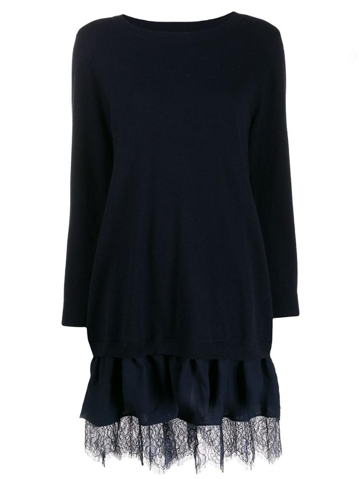 Twin-set Lace Panel Dress - Blue