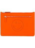 Anya Hindmarch - Zip Clutch - Women - Bos Taurus - One Size, Yellow/orange, Bos Taurus