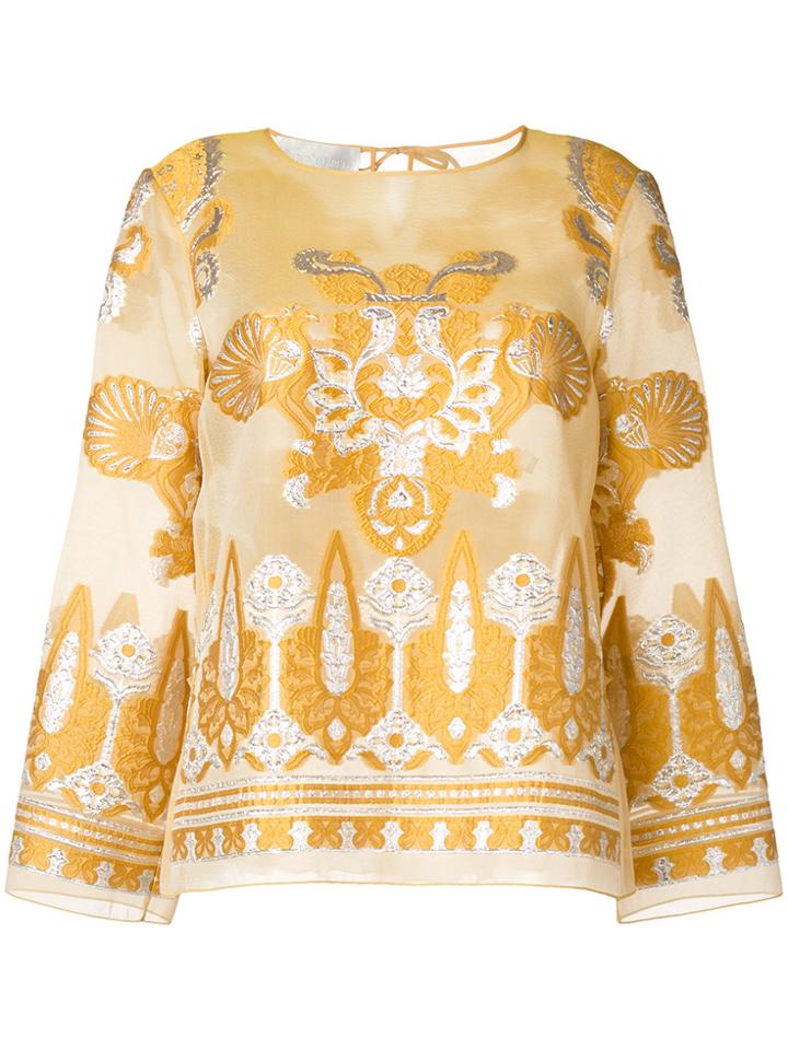 Alberta Ferretti Embroidered Blouse - Nude & Neutrals