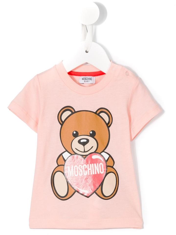 Moschino Kids - Heart Teddy Print T-shirt - Kids - Cotton - 18-24 Mth, Pink/purple