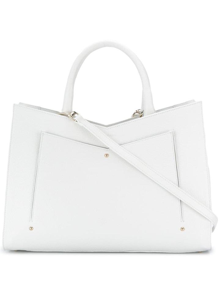 Sara Battaglia Plissé Tote - White