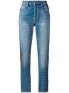Frame Denim Tapered Cropped Jeans, Women's, Size: 25, Blue, Cotton/polyester/spandex/elastane