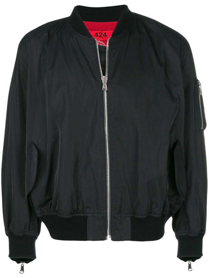 424 Zipped Bomber Jacket - Black