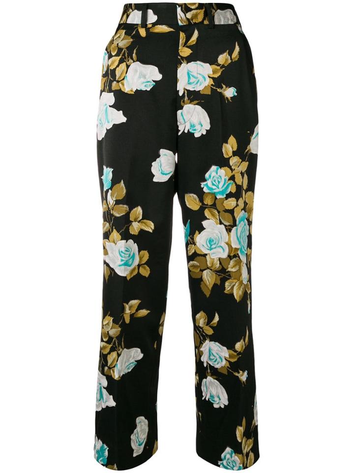 Junya Watanabe Floral Cropped Trousers - Black